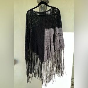 Never worn! Beautiful crochet poncho with tassels